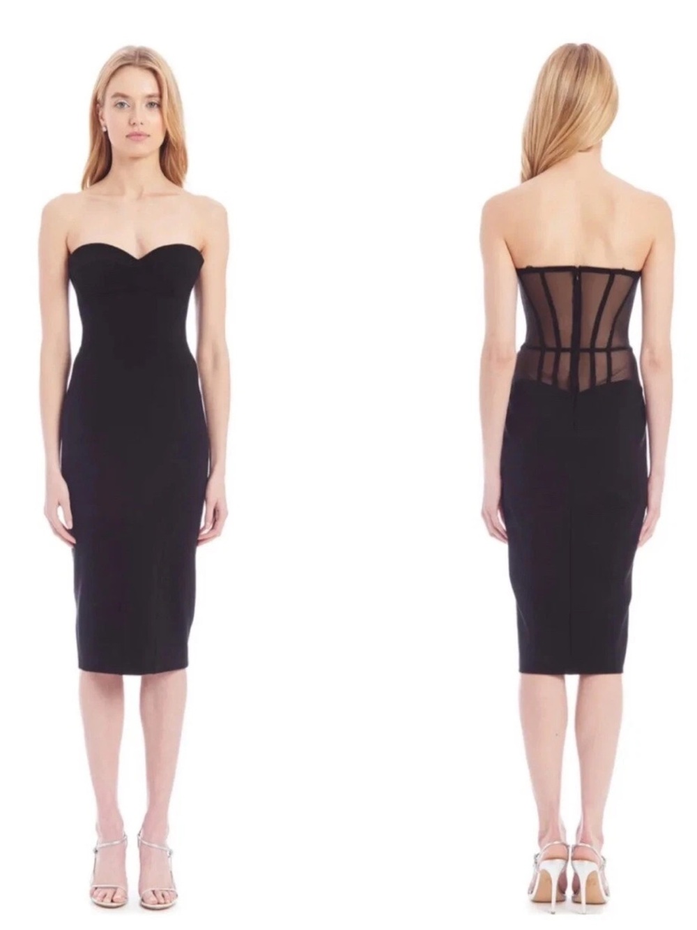 Amanda Uprichard Winona Dress Black Spaghetti Strap Midi Dress Sz S